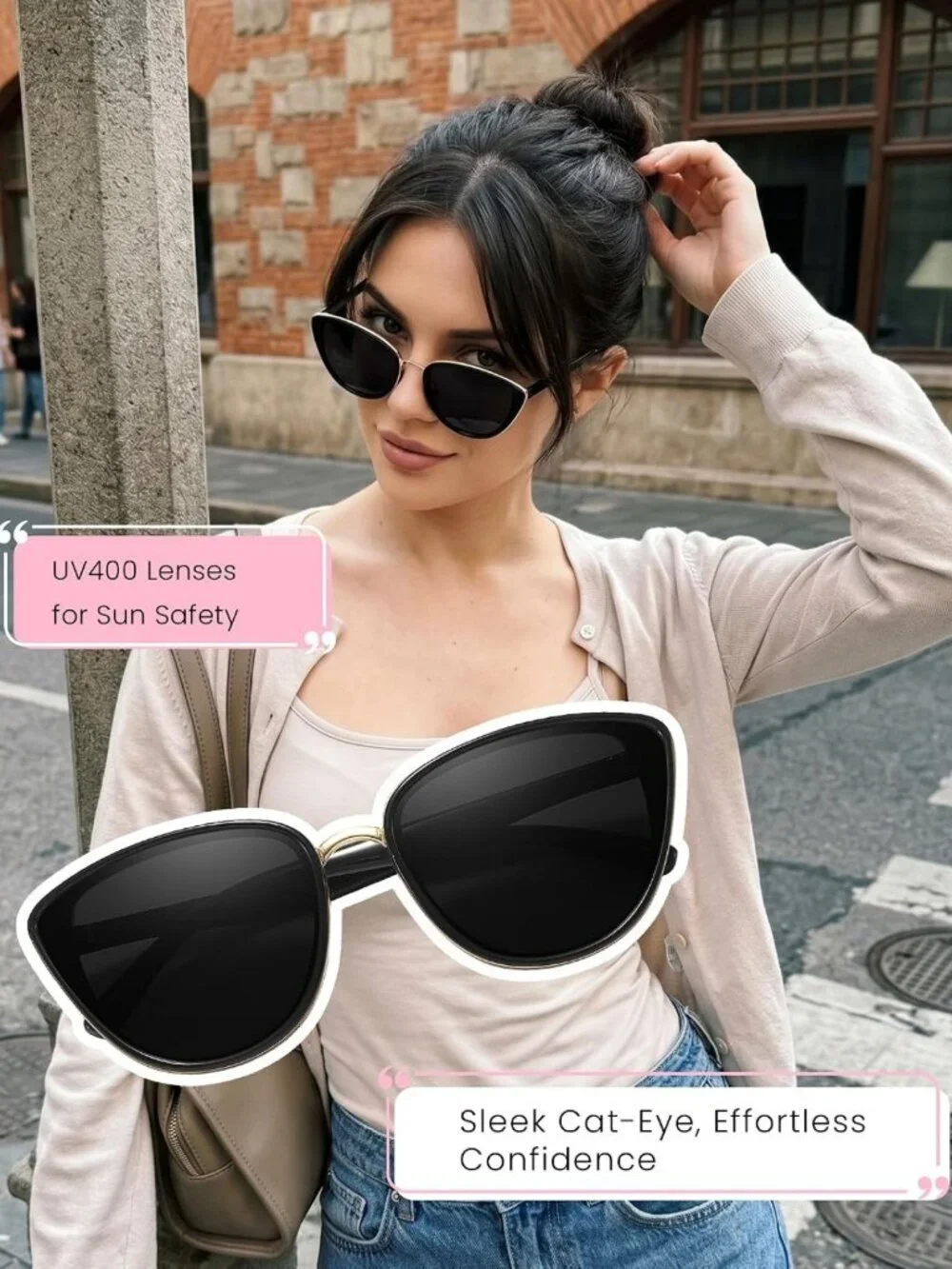 Trendy Gold-Rimmed Cat Eye Sunglasses for Women | Soft, Stylish UV Protection